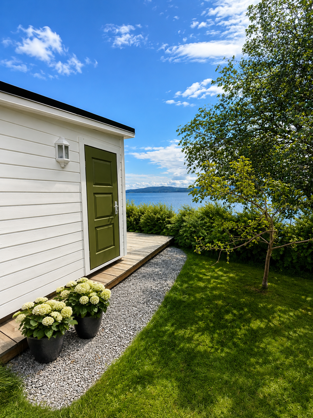 Villa Fagertun Sauna i hagen med utsikt mot Trondheimsfjorden